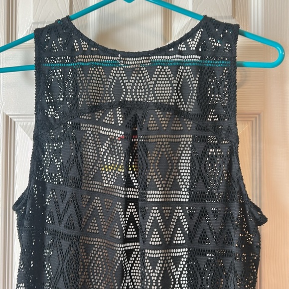 Lace vest with fringe.  Size M.  Black - Picture 5 of 6